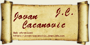 Jovan Cacanović vizit kartica